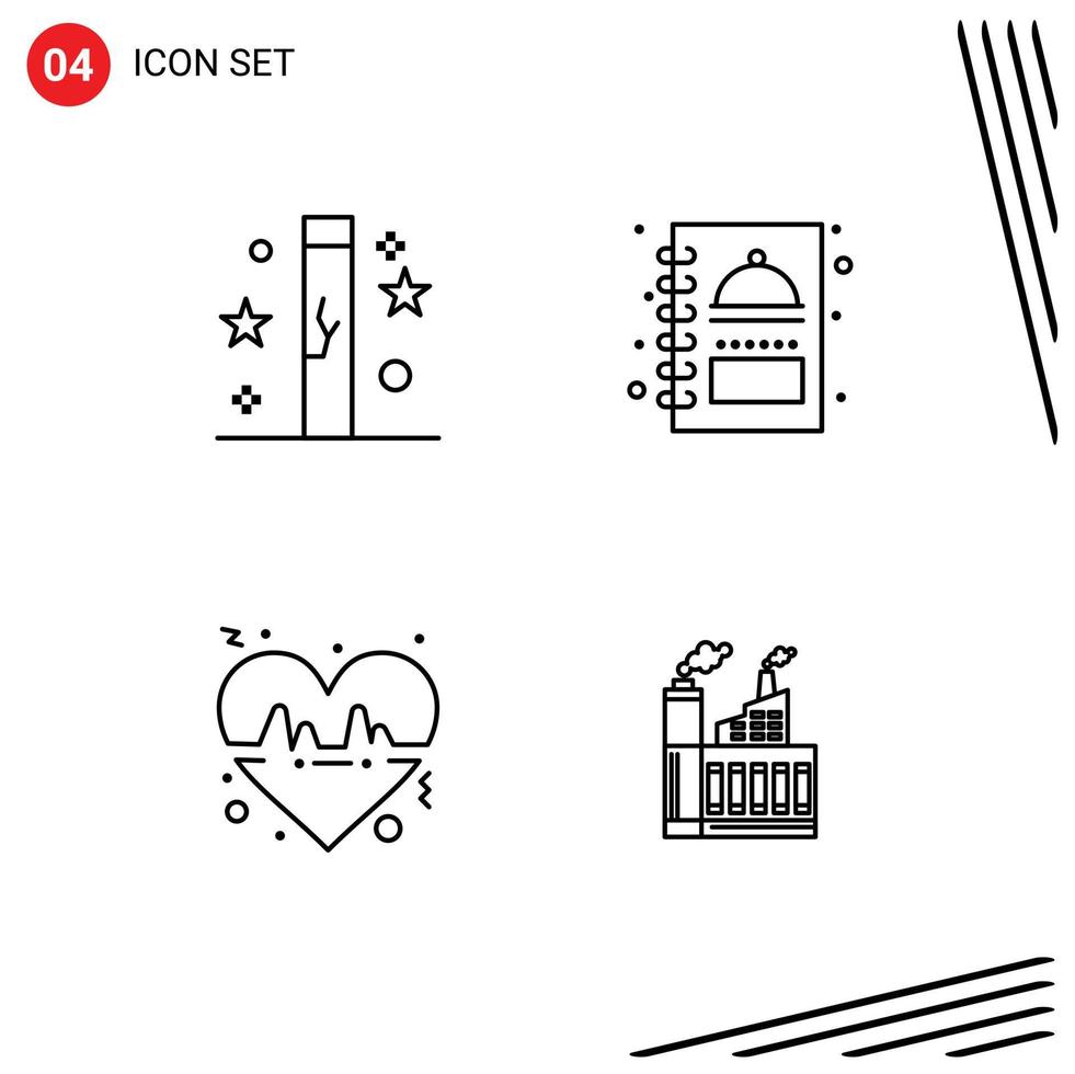 Universal Icon Symbols Group of 4 Modern Filledline Flat Colors of celebration beat holidays menu line Editable Vector Design Elements