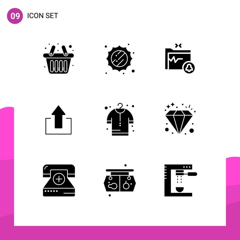 Modern Set of 9 Solid Glyphs and symbols such as diamond cloth gdpr buy up Editable Vector Design Elements