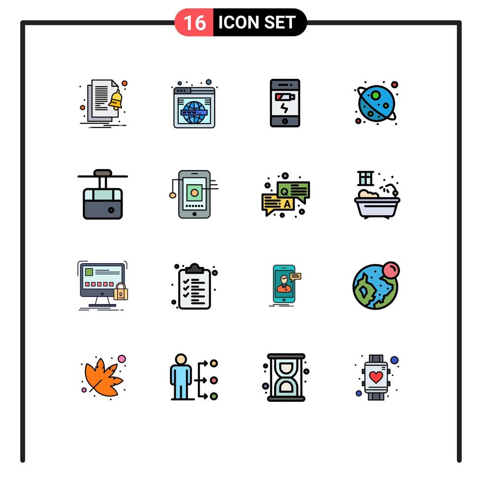 16 Creative Icons Modern Signs and Symbols of funicular universe world star status Editable Creative Vector Design Elements