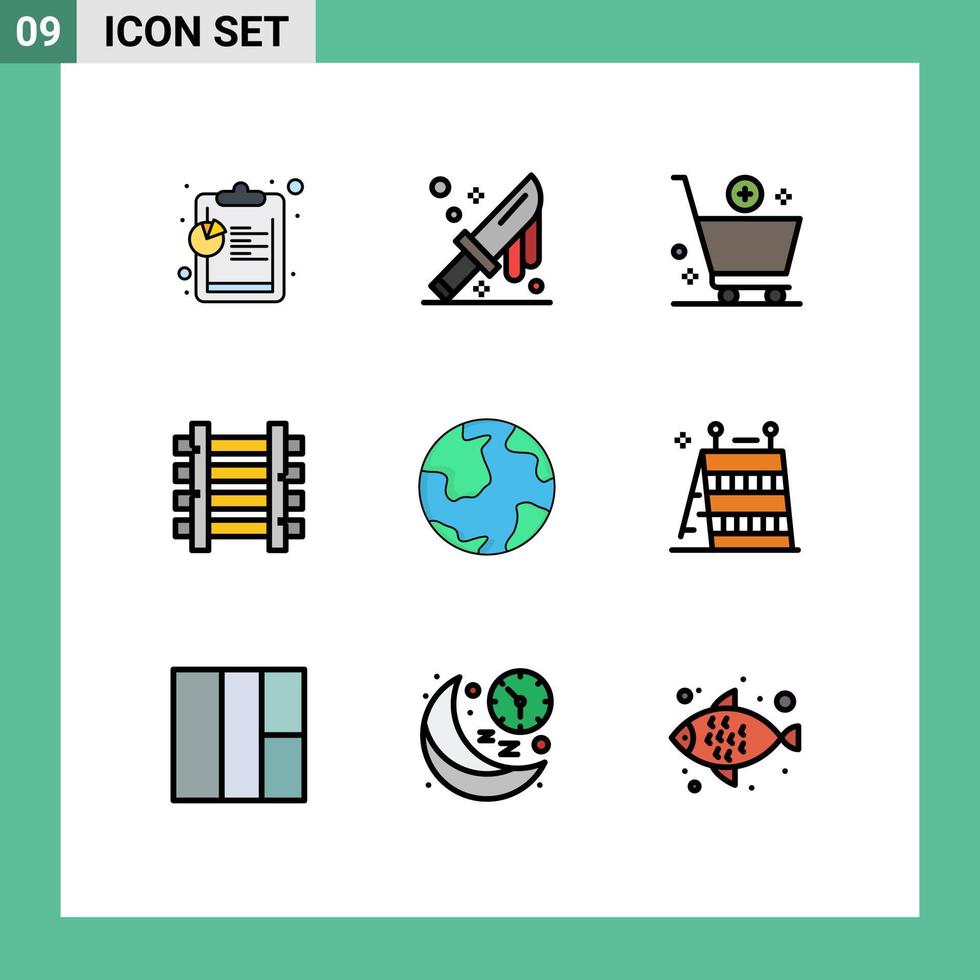9 iconos creativos, signos y símbolos modernos del transporte mundial, comprar trenes, ferrocarriles, elementos de diseño vectorial editables vector
