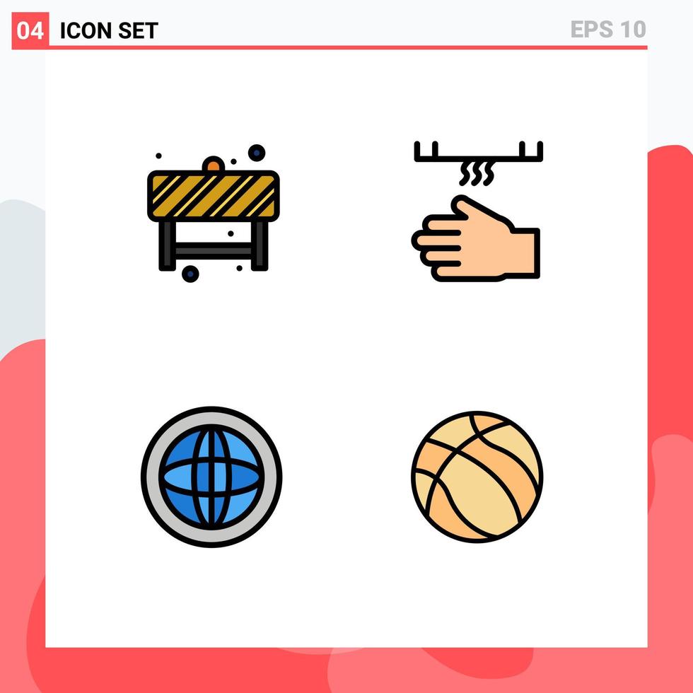 Set of 4 Modern UI Icons Symbols Signs for attention center sign cleaning global Editable Vector Design Elements