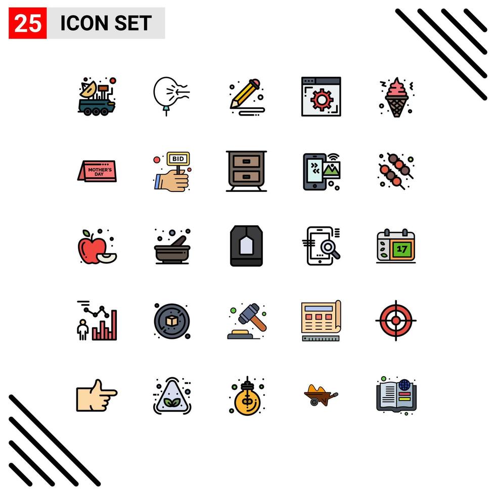 25 Creative Icons Modern Signs and Symbols of webpage internet relief browser paint Editable Vector Design Elements