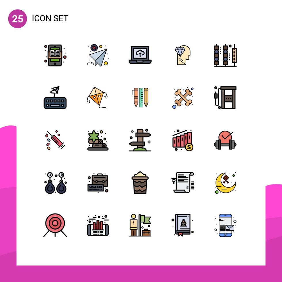 25 User Interface Filled line Flat Color Pack of modern Signs and Symbols of drinks diamond send perfection arrow Editable Vector Design Elements