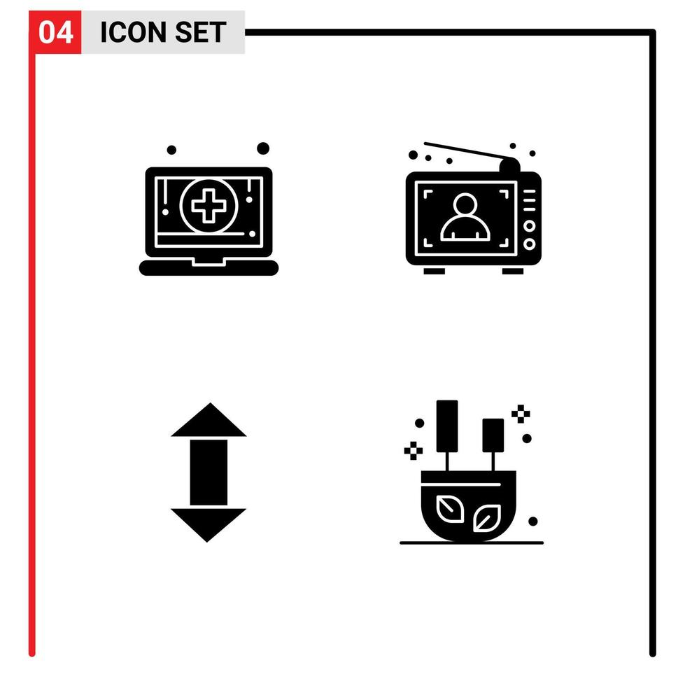 Mobile Interface Solid Glyph Set of Pictograms of digital arrow pharmacy advertising up Editable Vector Design Elements