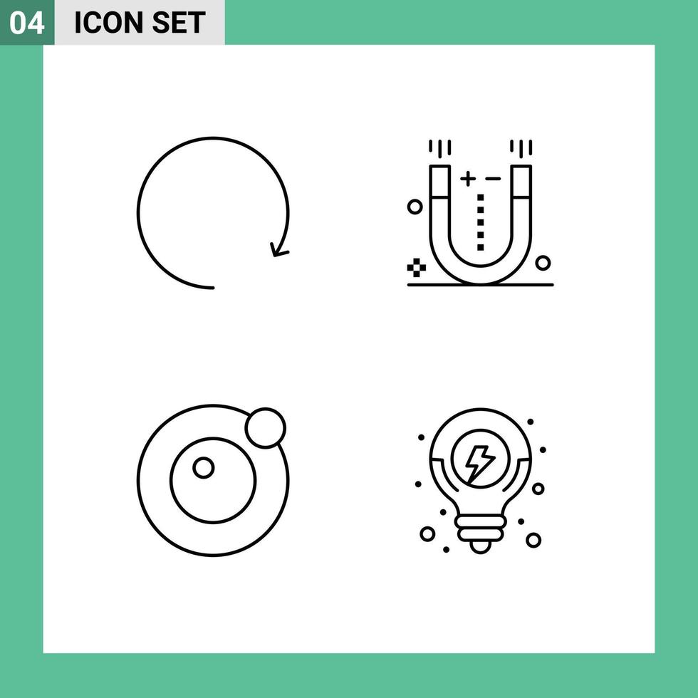 4 Creative Icons Modern Signs and Symbols of arrow satellite attraction science seo Editable Vector Design Elements