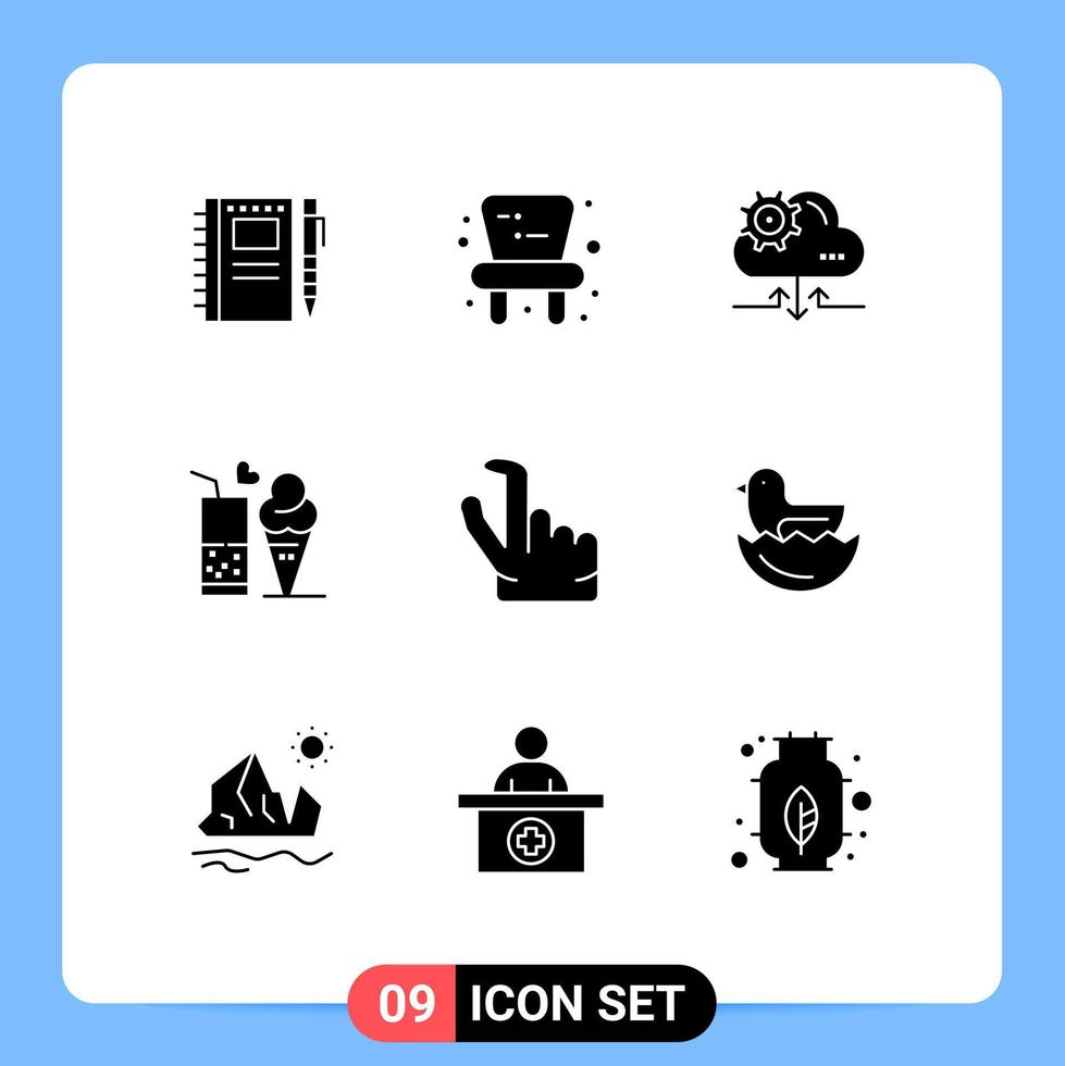 9 iconos creativos signos y símbolos modernos de elementos de diseño de vectores editables de comida de vidrio de nube de helado