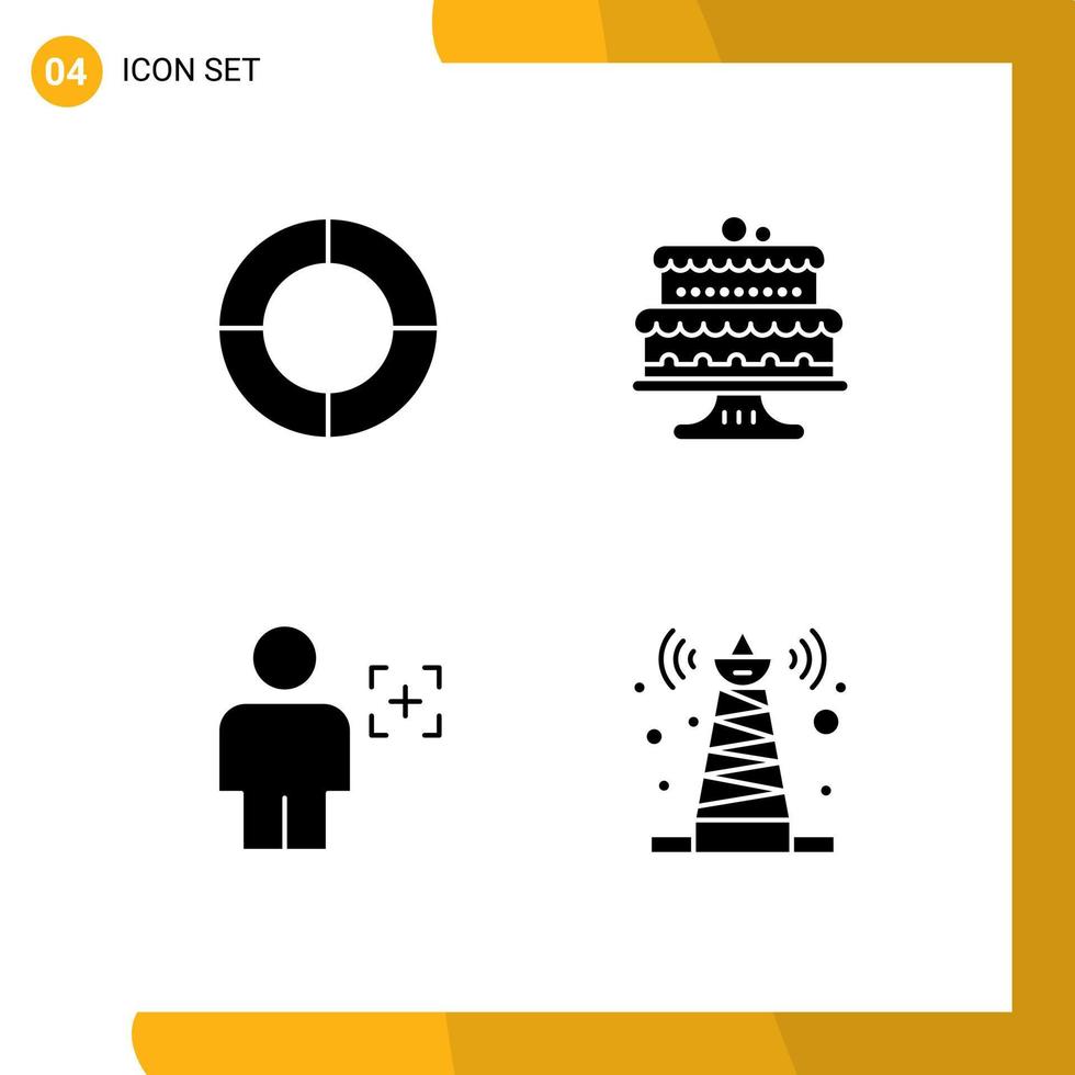 User Interface Pack of Basic Solid Glyphs of chart human baked cakes recognition Editable Vector Design Elements