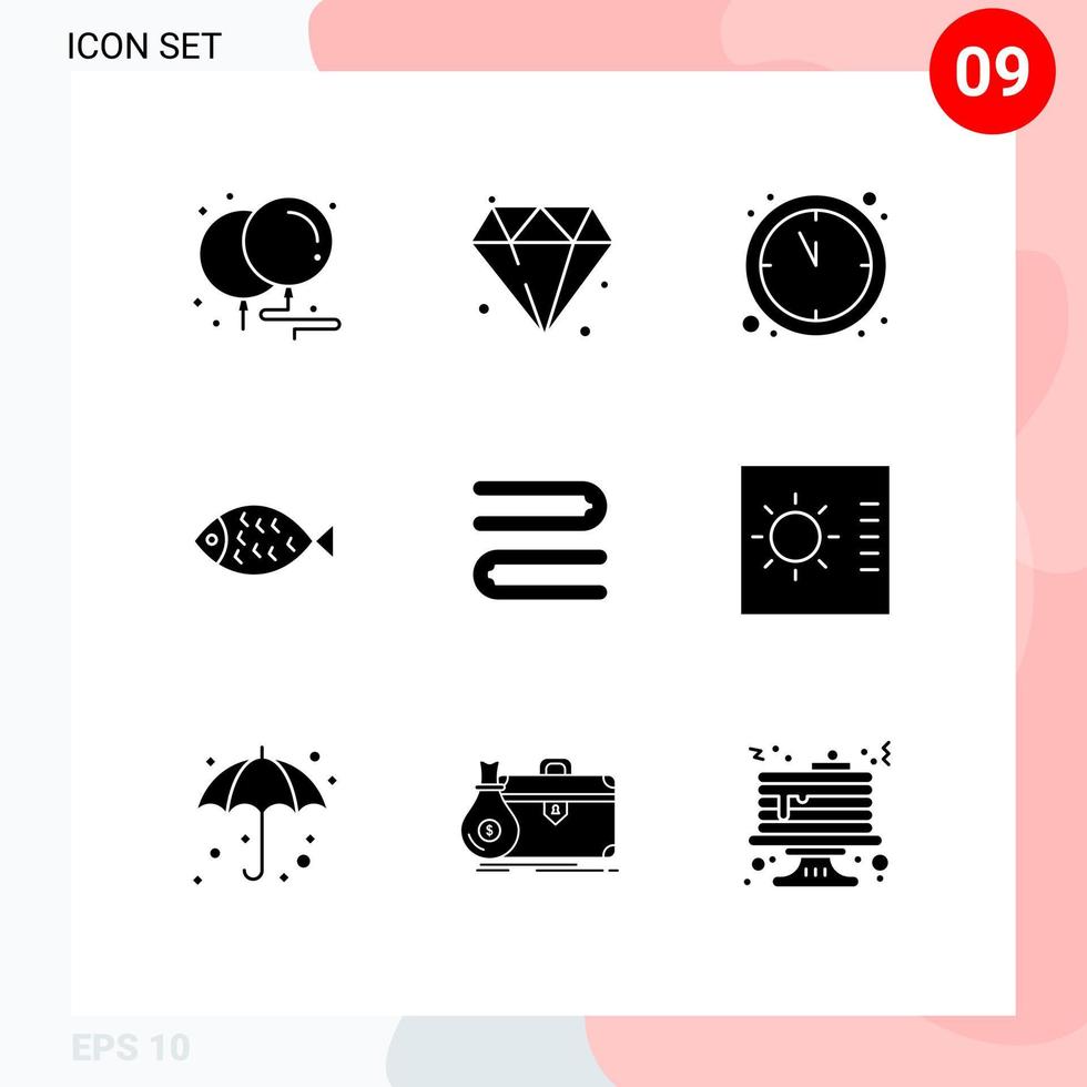 9 Universal Solid Glyph Signs Symbols of control cleaning countdown clean easter Editable Vector Design Elements