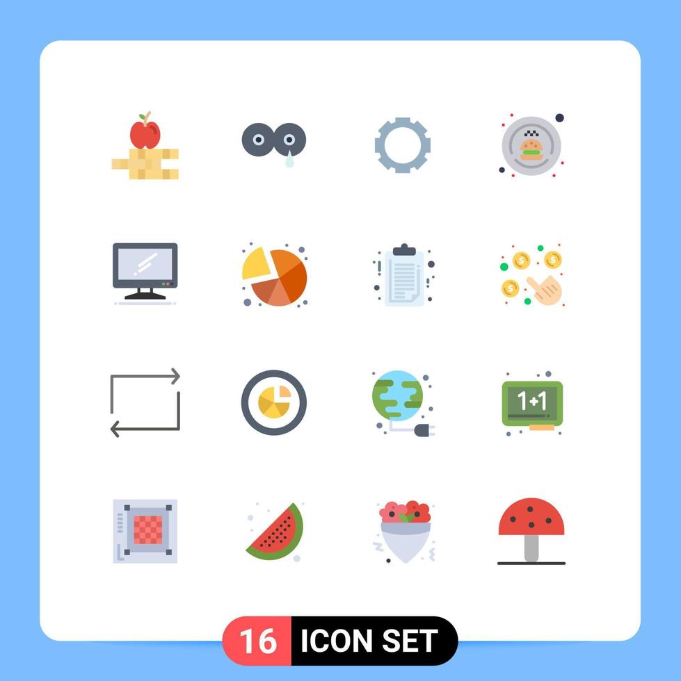 Set of 16 Vector Flat Colors on Grid for imac monitor setting computer order Editable Pack of Creative Vector Design Elements