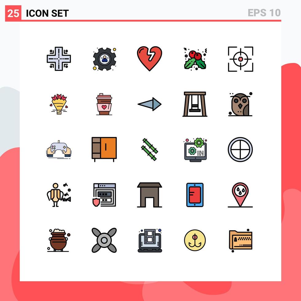 25 líneas rellenas de vectores temáticos colores planos y símbolos editables de elementos de diseño de vectores editables de objetivo de amor de ramo