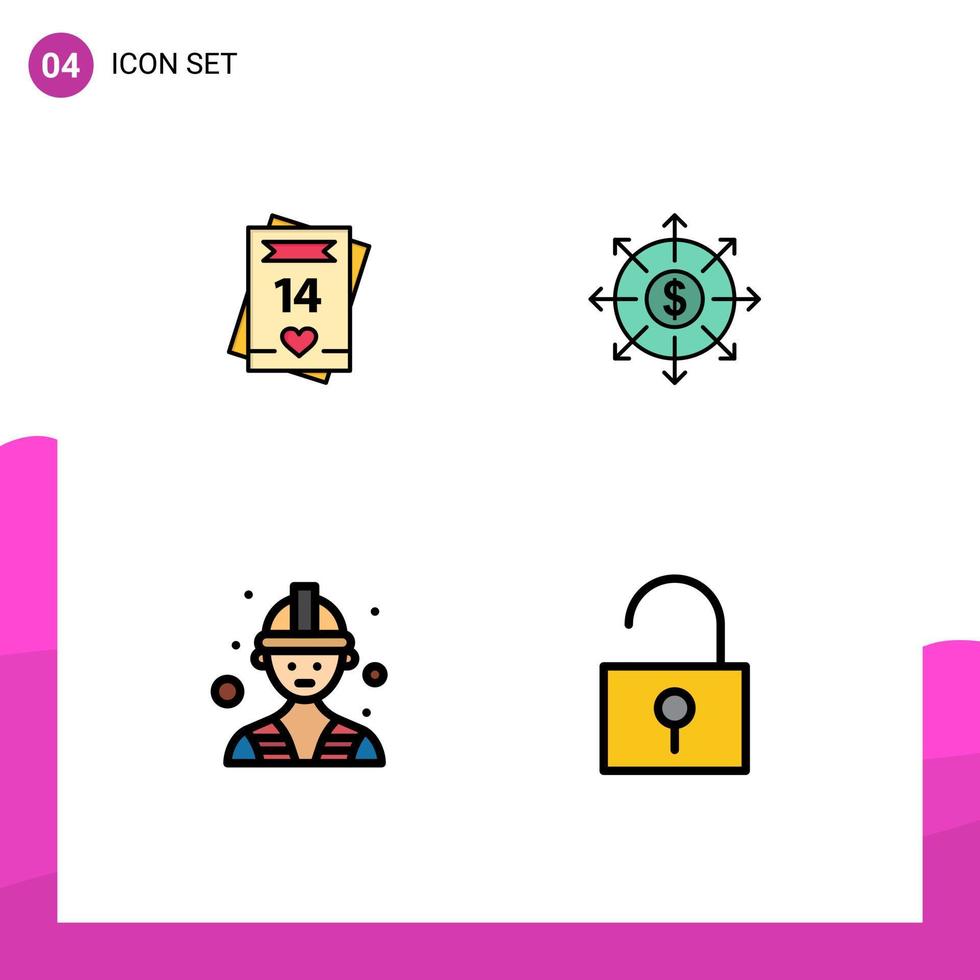 paquete de iconos de vector de stock de 4 signos y símbolos de línea para feb builder amor bancario trabajador elementos de diseño de vector editables