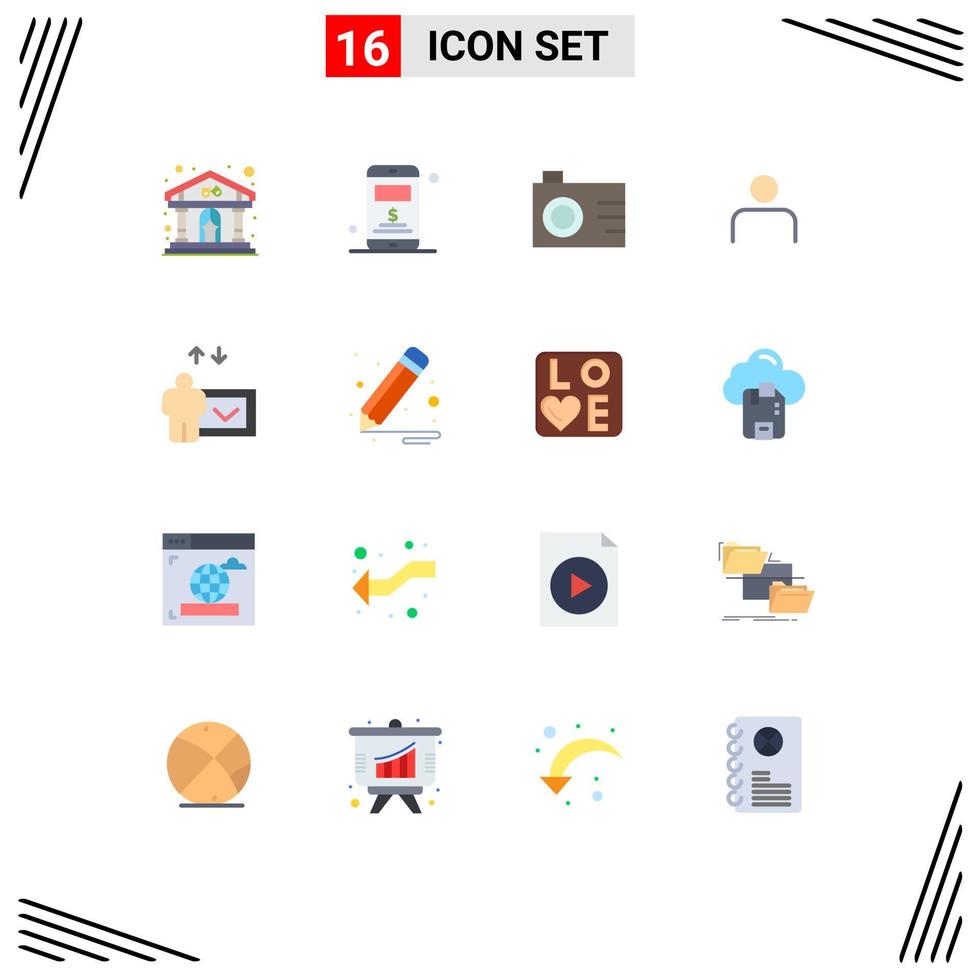 Set of 16 Modern UI Icons Symbols Signs for speech education digital user profile Editable Pack of Creative Vector Design Elements