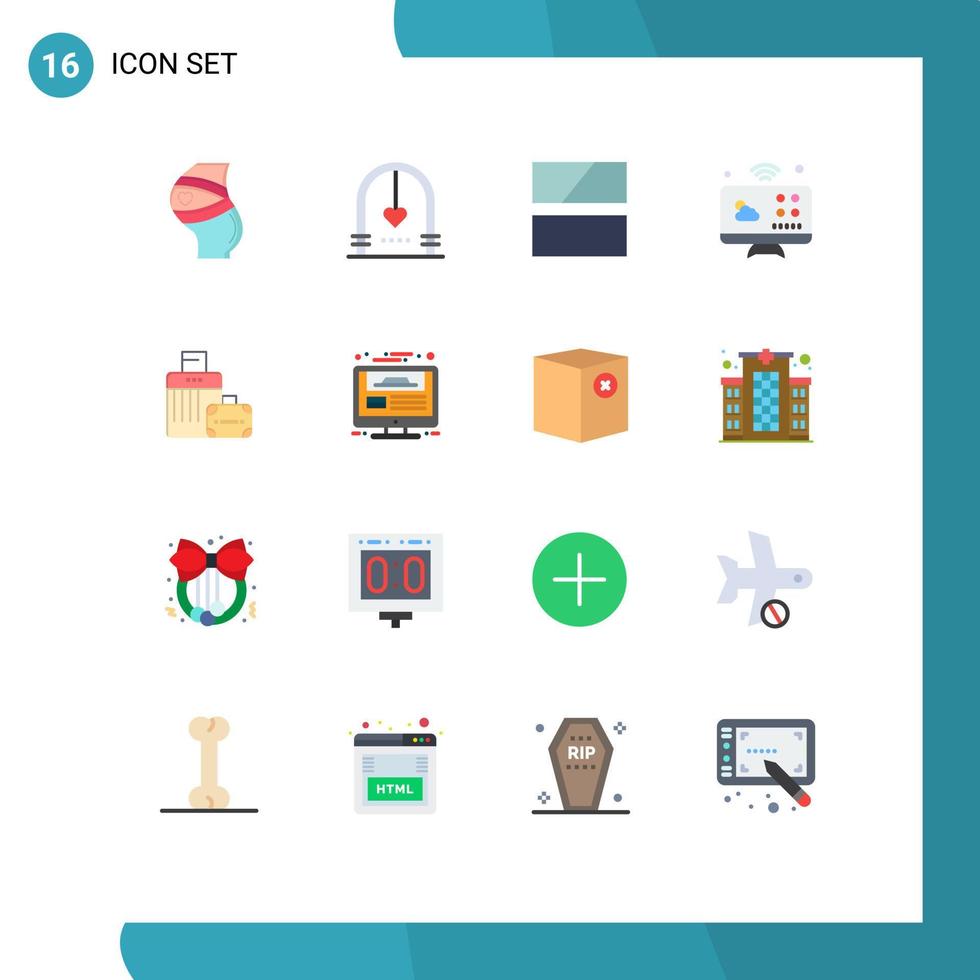 Pictogram Set of 16 Simple Flat Colors of internet of things connections marriage communications image Editable Pack of Creative Vector Design Elements
