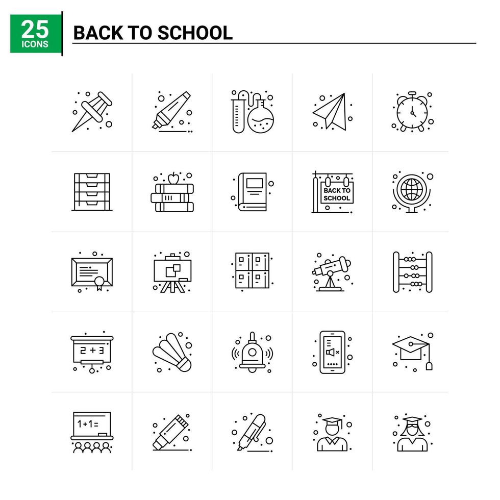 25 Back To School icon set vector background