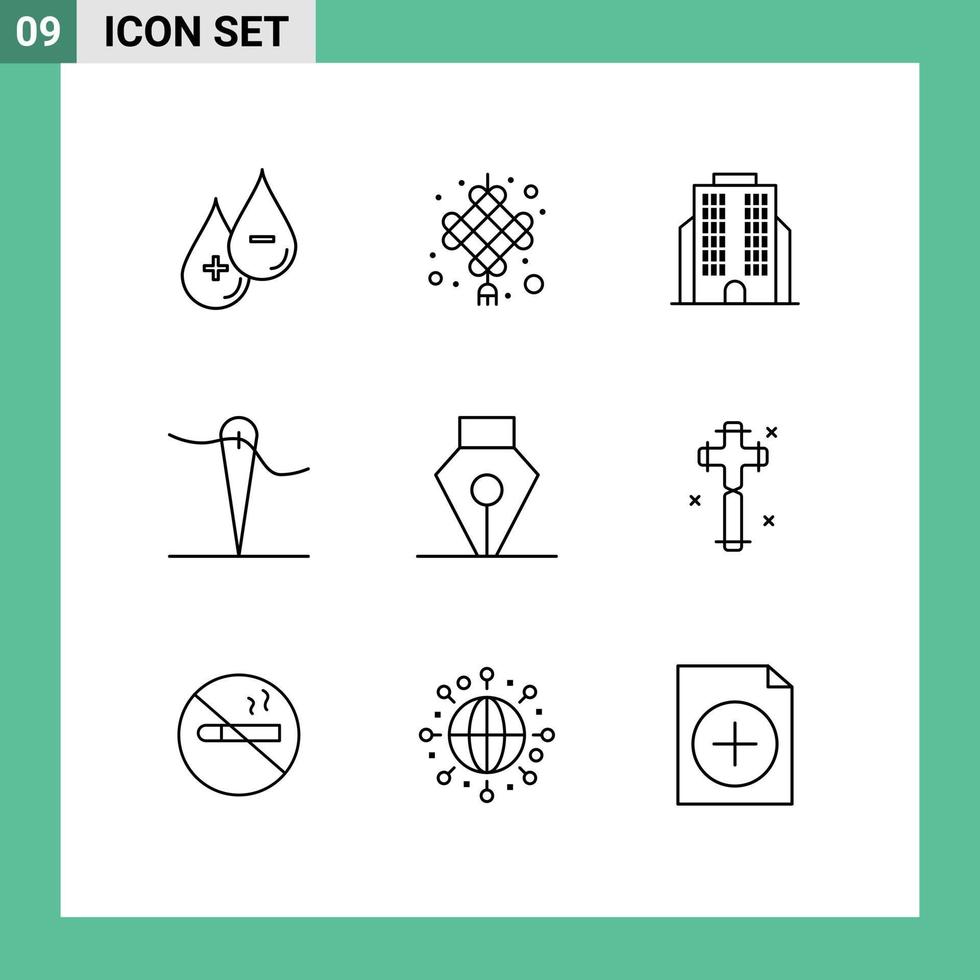 9 Creative Icons Modern Signs and Symbols of tool ink new year sew handmade Editable Vector Design Elements