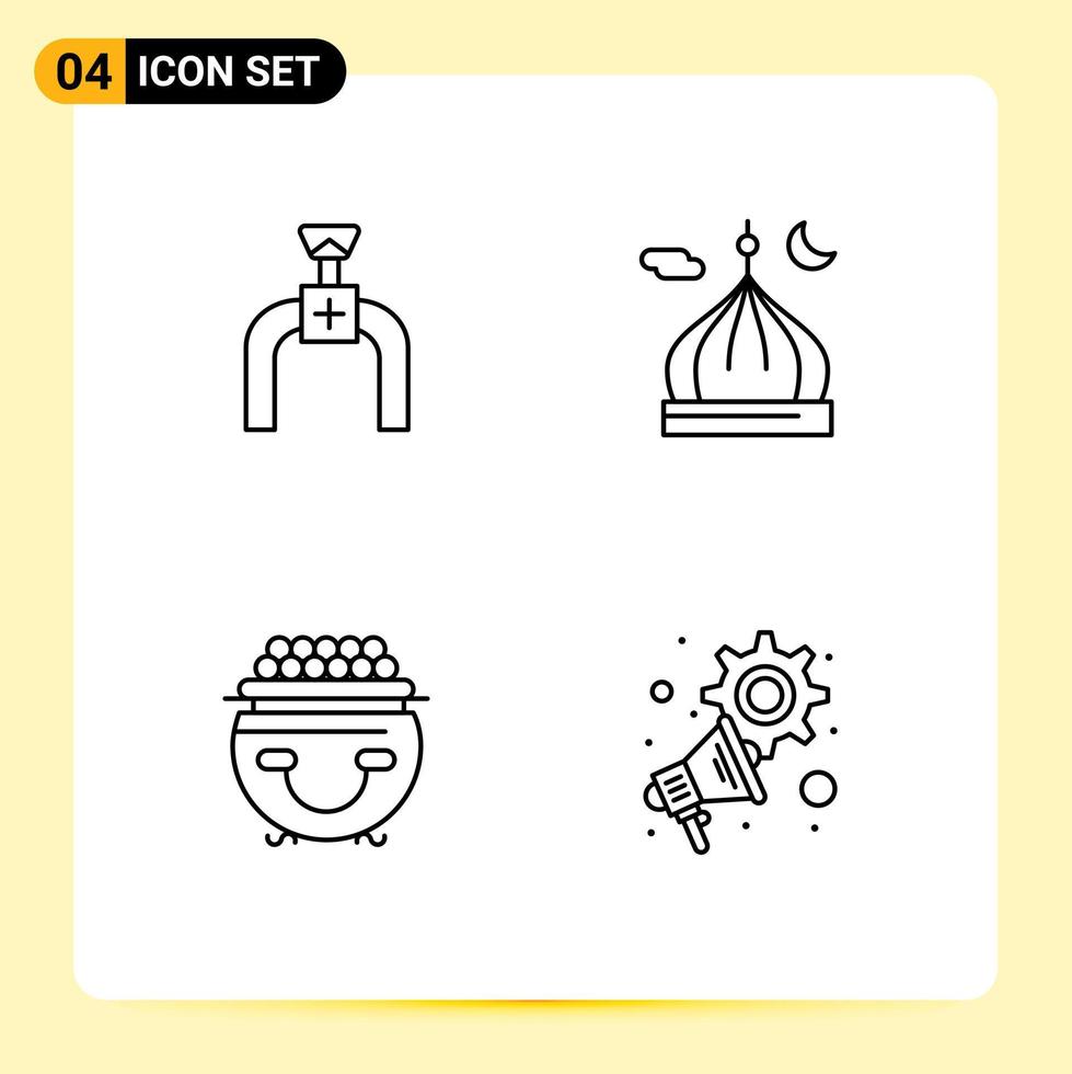 Group of 4 Filledline Flat Colors Signs and Symbols for pipeline fortune line islam luck Editable Vector Design Elements