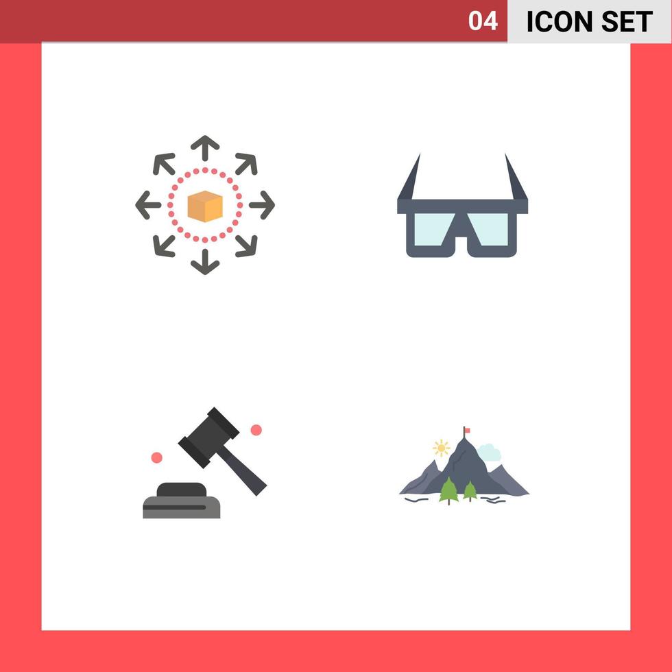 Pack of 4 Modern Flat Icons Signs and Symbols for Web Print Media such as ecommerce law shopping store glasses vote Editable Vector Design Elements