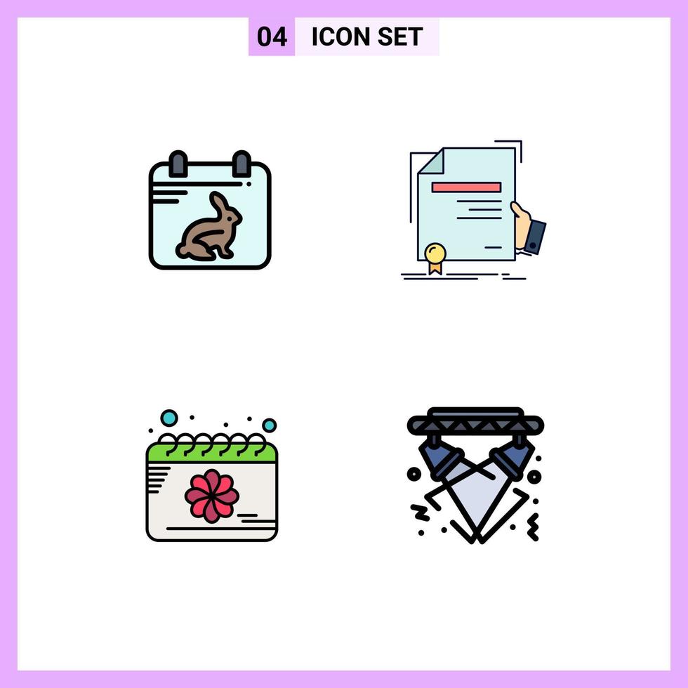 4 Creative Icons Modern Signs and Symbols of calender calendar date education flower Editable Vector Design Elements