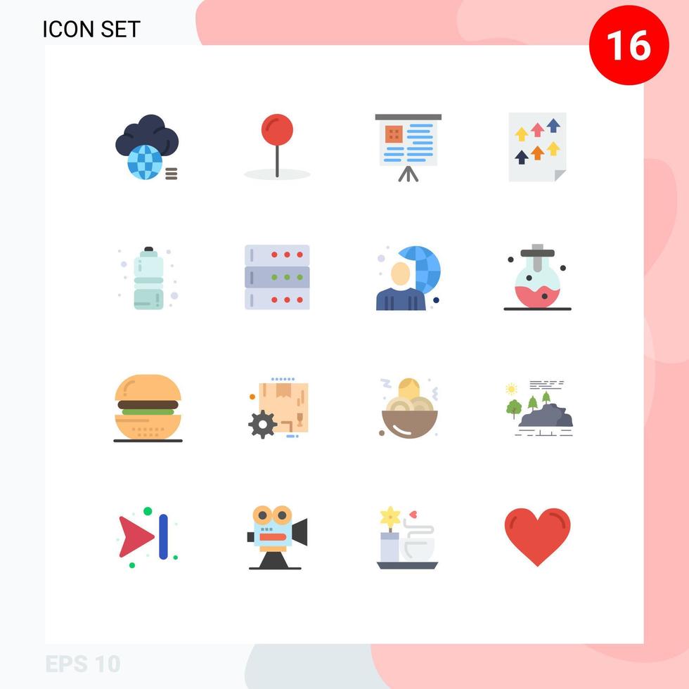 Universal Icon Symbols Group of 16 Modern Flat Colors of sports diet board report page Editable Pack of Creative Vector Design Elements