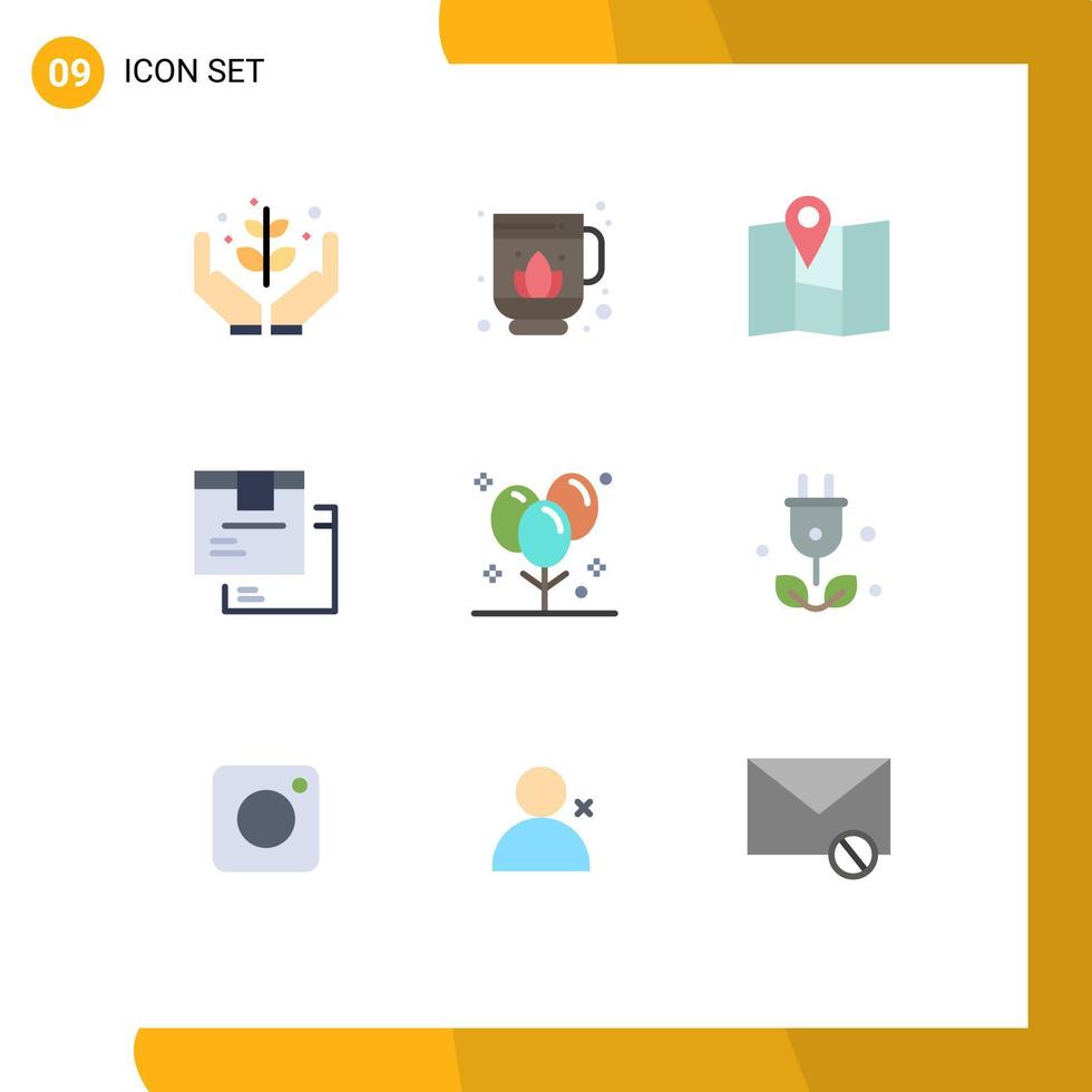 Set of 9 Modern UI Icons Symbols Signs for celebration product location logistic delivery Editable Vector Design Elements