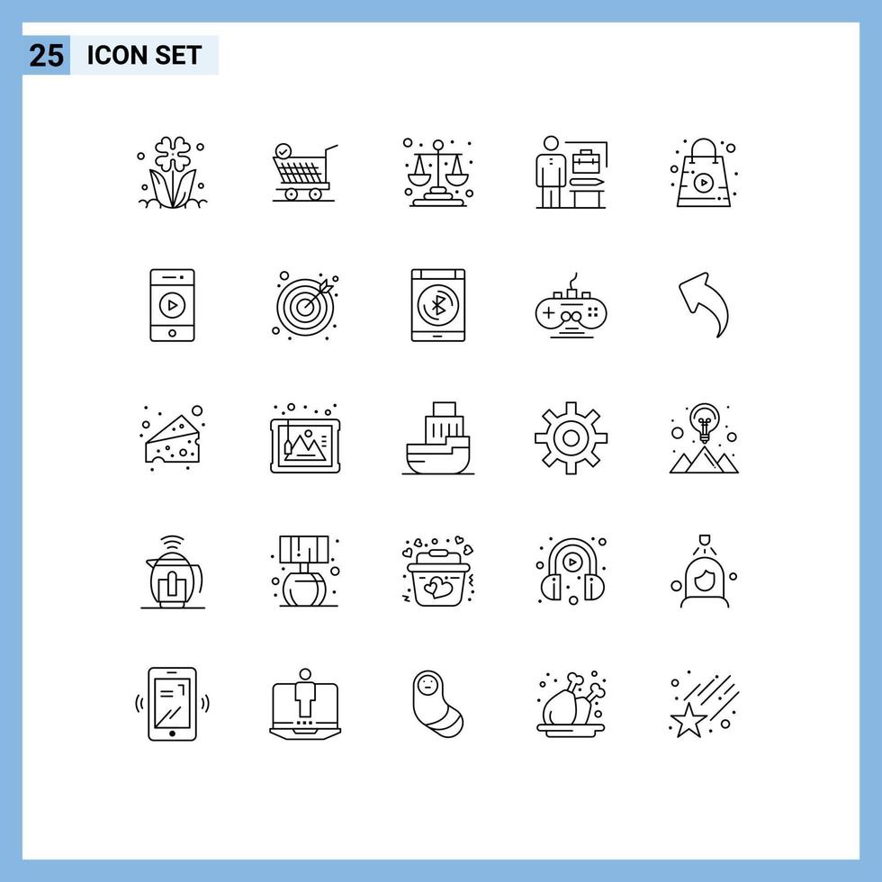 25 Universal Lines Set for Web and Mobile Applications online achieve cart accomplished scales Editable Vector Design Elements