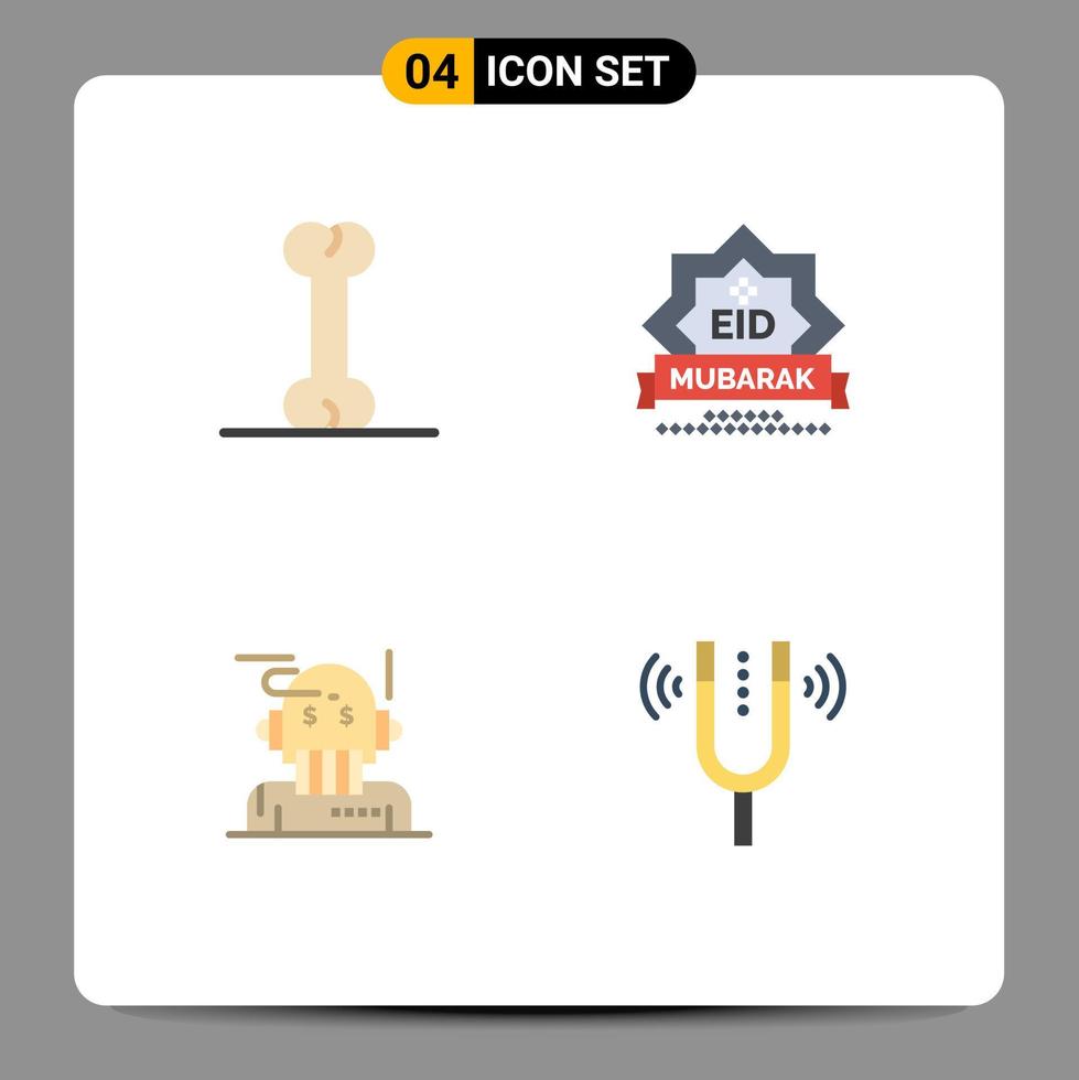 4 Universal Flat Icon Signs Symbols of bone advisor mubarak decoration analyst Editable Vector Design Elements