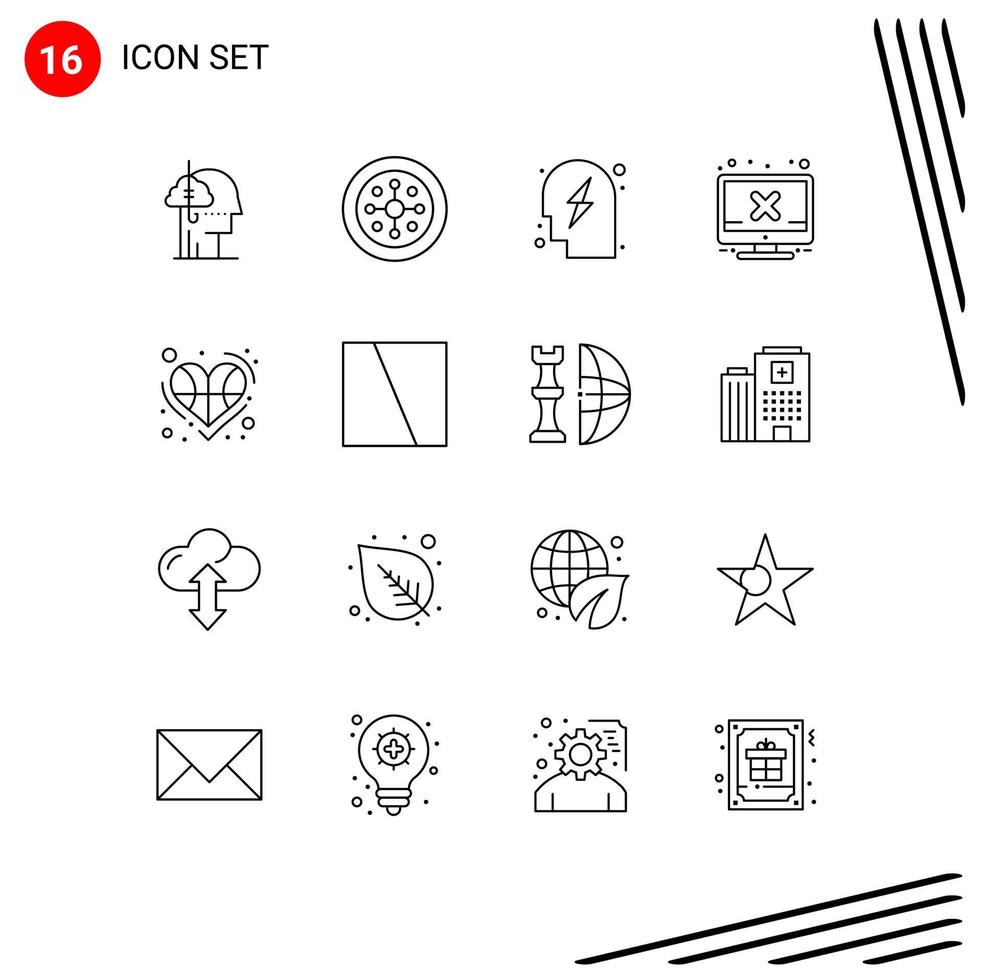 Set of 16 Commercial Outlines pack for ball screen shield hardware power Editable Vector Design Elements