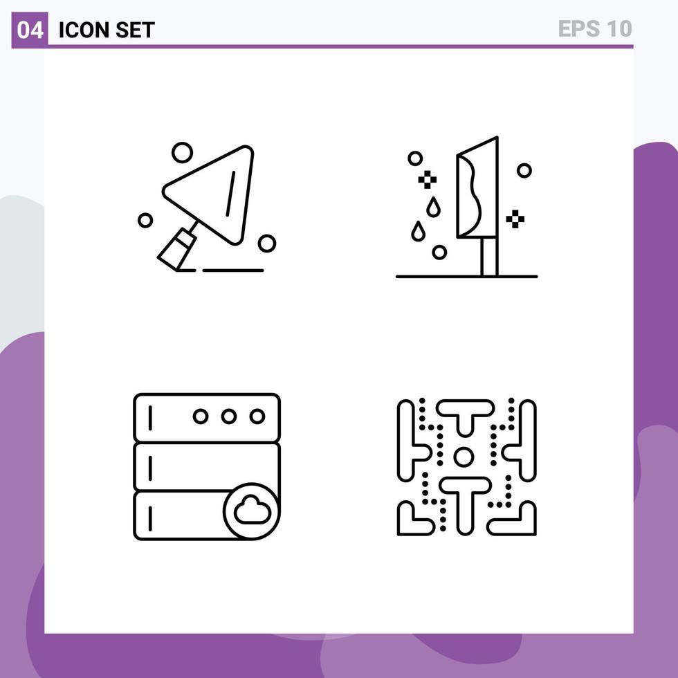 paquete de iconos de vectores de stock de 4 signos y símbolos de línea para la base de datos de construcción laberinto de cuchillos de sangre elementos de diseño de vectores editables