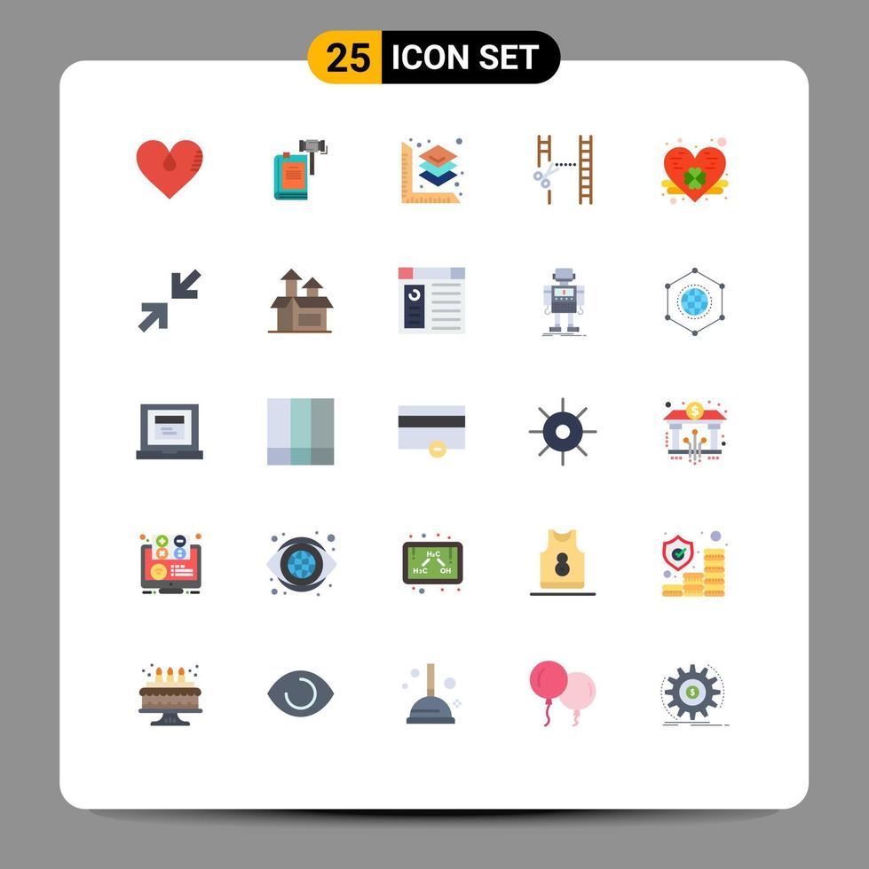 paquete de 25 signos y símbolos modernos de colores planos para medios de impresión web, como cortar elementos de diseño de vectores editables a escala de capa de corte de cine