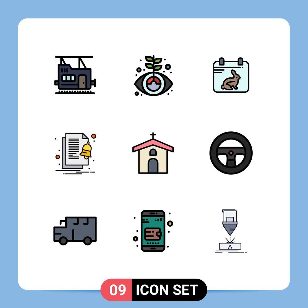 9 Universal Filledline Flat Colors Set for Web and Mobile Applications christian church day notify file Editable Vector Design Elements