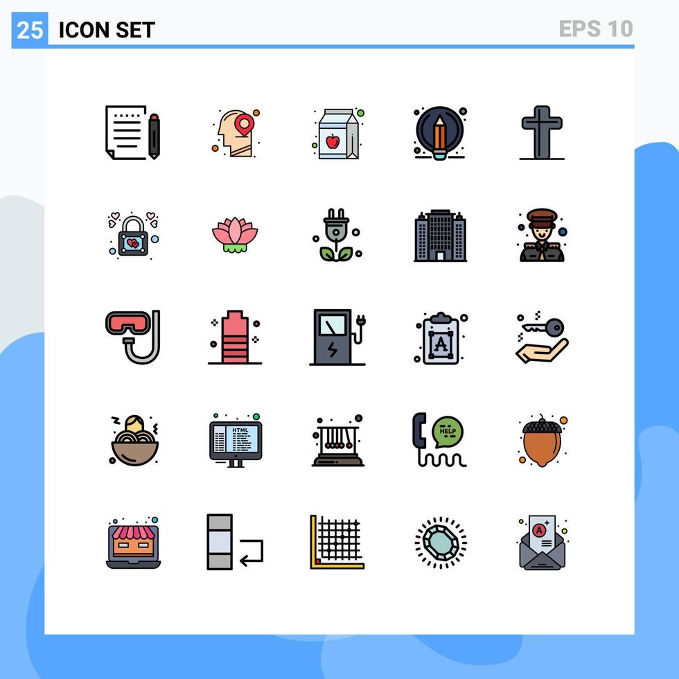 25 Creative Icons Modern Signs and Symbols of christian pencil apple pen writing Editable Vector Design Elements