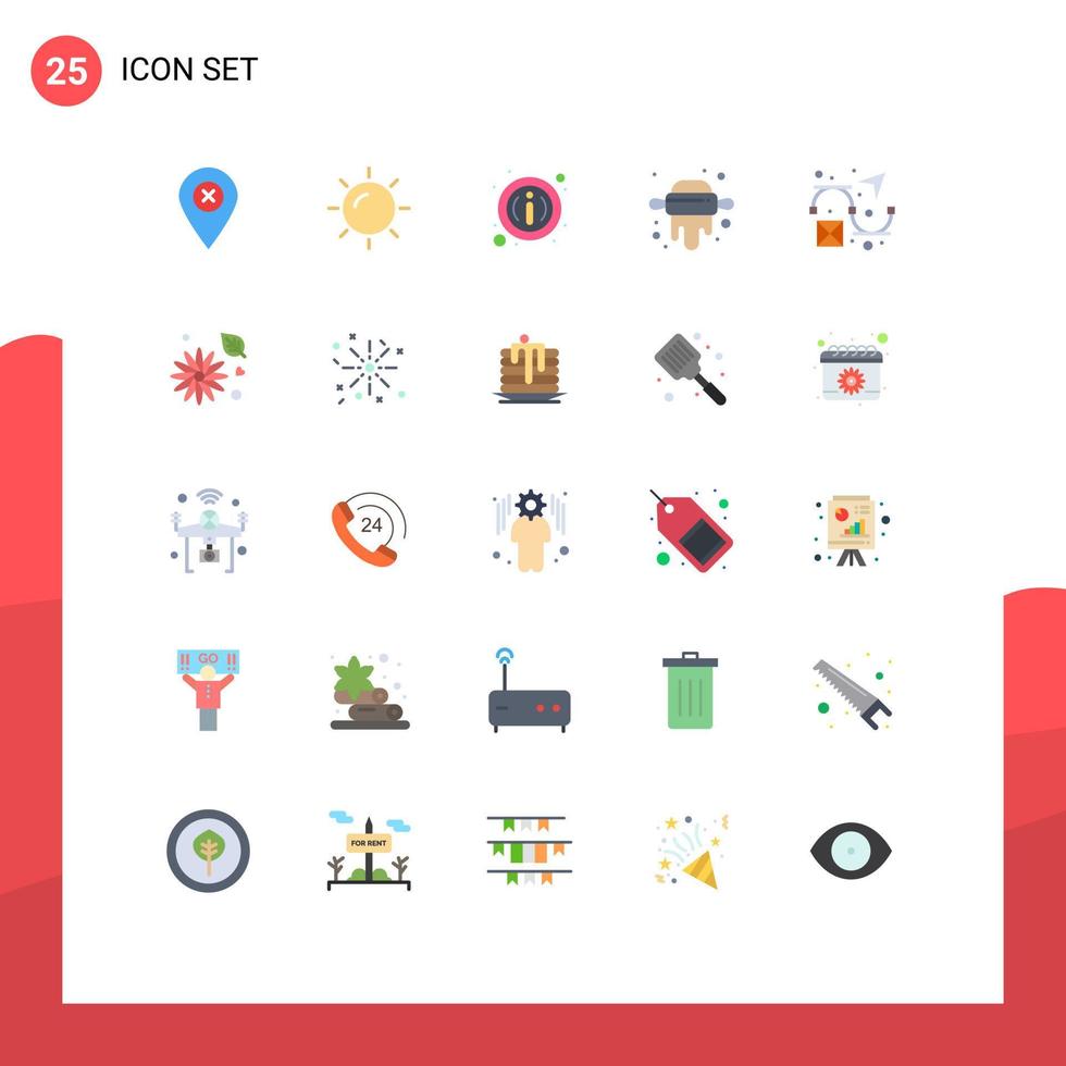 Group of 25 Modern Flat Colors Set for flower creativity button creative pin Editable Vector Design Elements