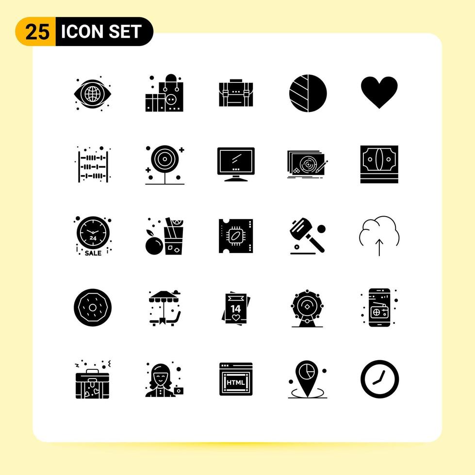Stock Vector Icon Pack of 25 Line Signs and Symbols for shadow editing briefcase suitcase marketing Editable Vector Design Elements