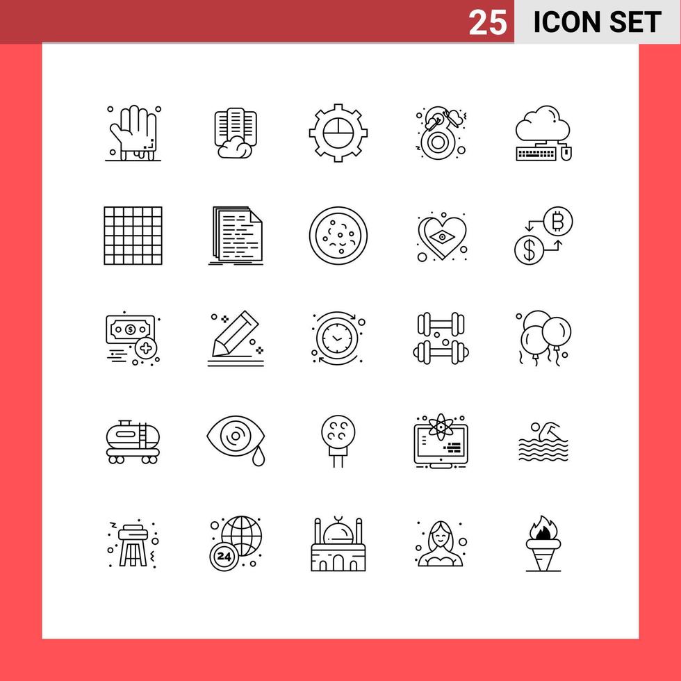 25 Universal Lines Set for Web and Mobile Applications computing fashion business butterfly beauty Editable Vector Design Elements