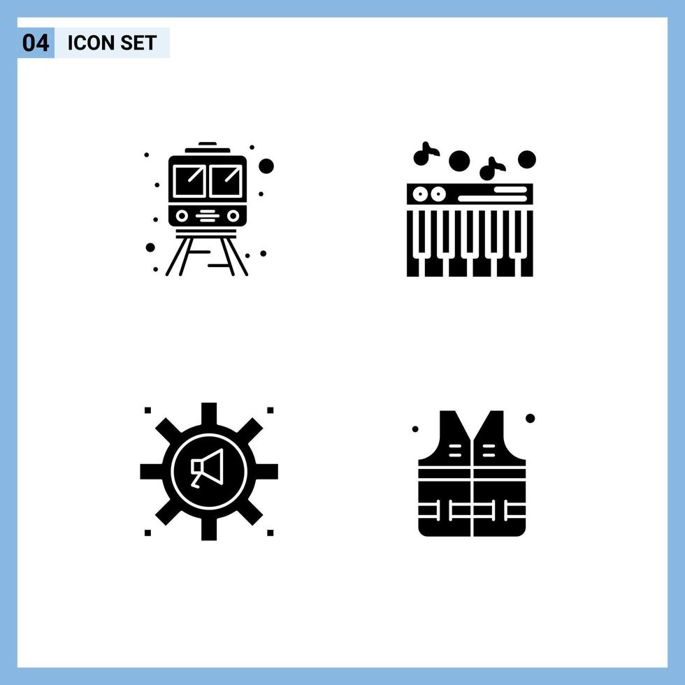 Pictogram Set of Simple Solid Glyphs of rail marketing music advertising lifejacket Editable Vector Design Elements