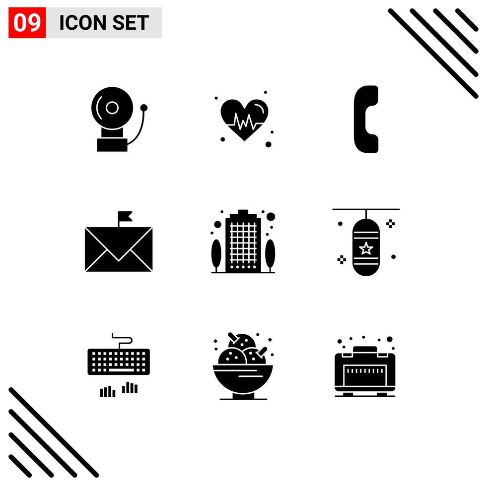 9 iconos creativos signos y símbolos modernos de propiedad edificio teléfono apartamento sobre elementos de diseño vectorial editables vector