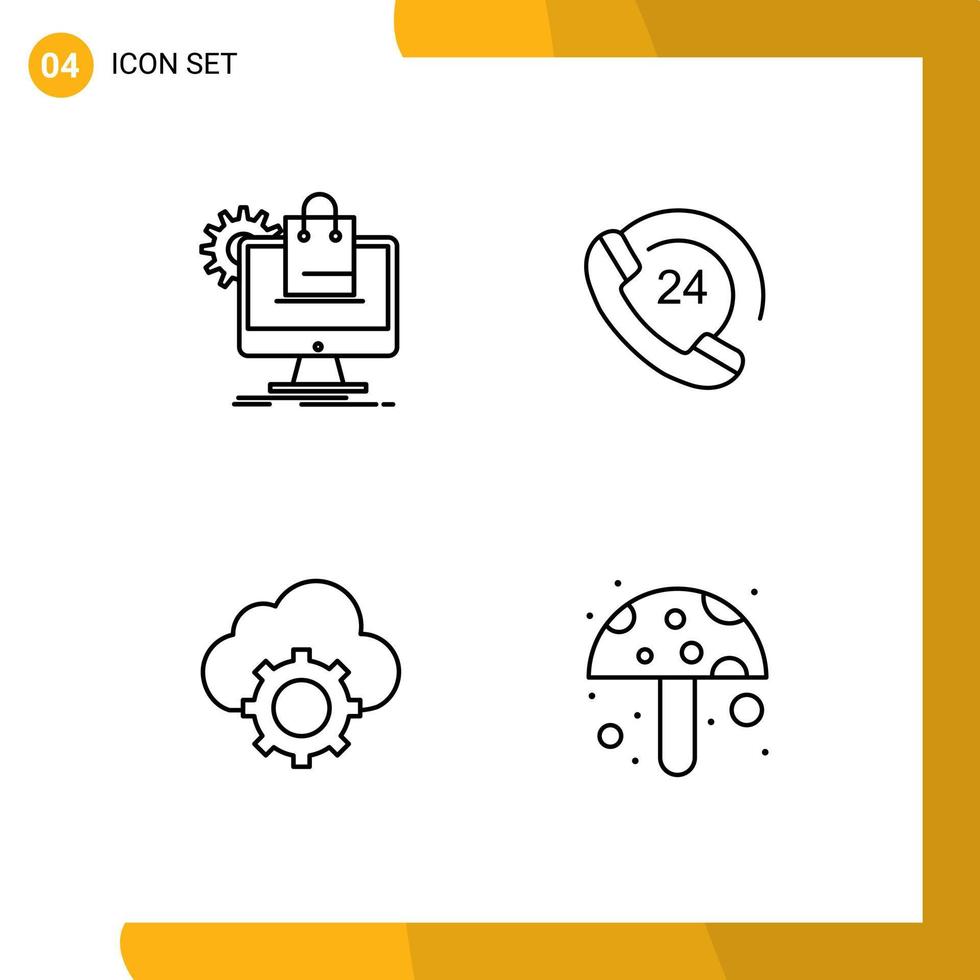 4 iconos creativos signos y símbolos modernos de compras servicios en la nube comunicación computación elementos de diseño vectorial editables vector