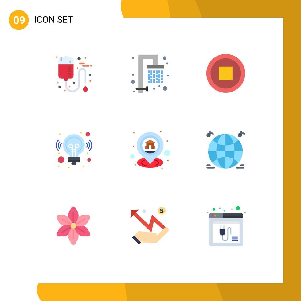 Pack of 9 creative Flat Colors of location gps basic solution business Editable Vector Design Elements