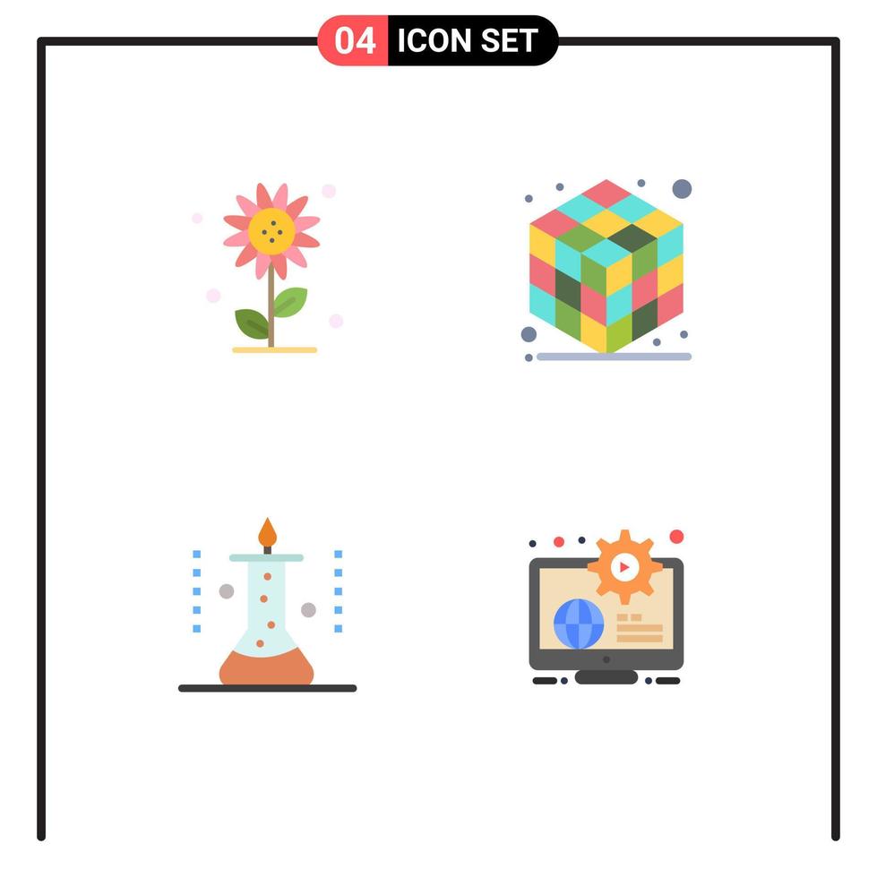 4 Flat Icon concept for Websites Mobile and Apps sub flower science spring layer science lab Editable Vector Design Elements