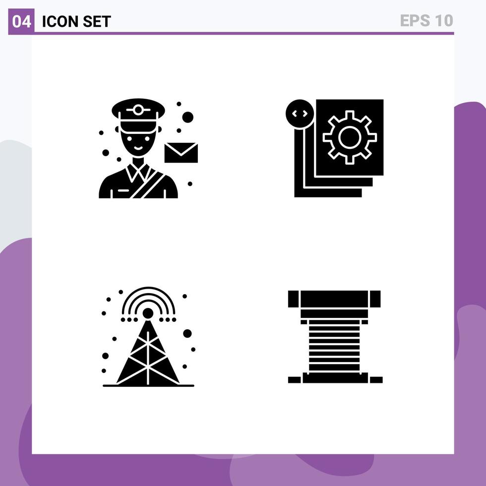 Editable Vector Line Pack of Simple Solid Glyphs of avatar programming post develop cellular Editable Vector Design Elements