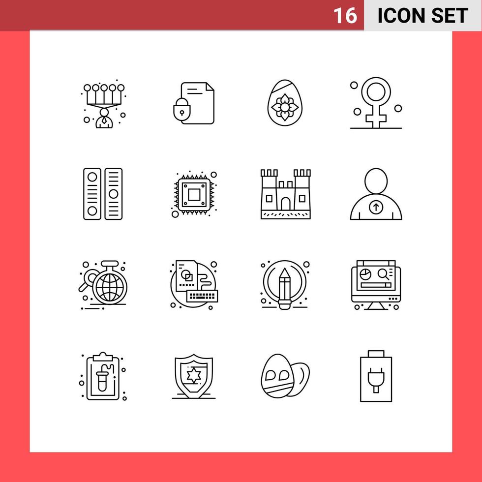 Universal Icon Symbols Group of 16 Modern Outlines of directory medical decoration healthcare biology Editable Vector Design Elements