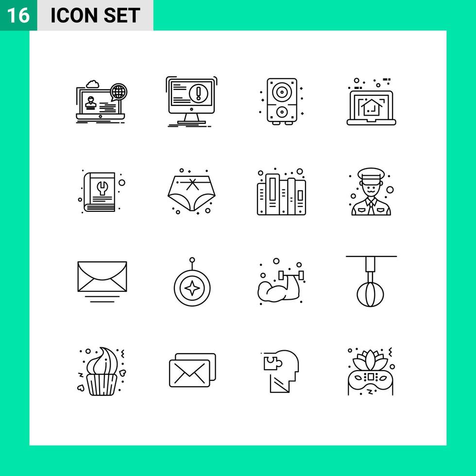 16 Outline concept for Websites Mobile and Apps plan house computer home music Editable Vector Design Elements