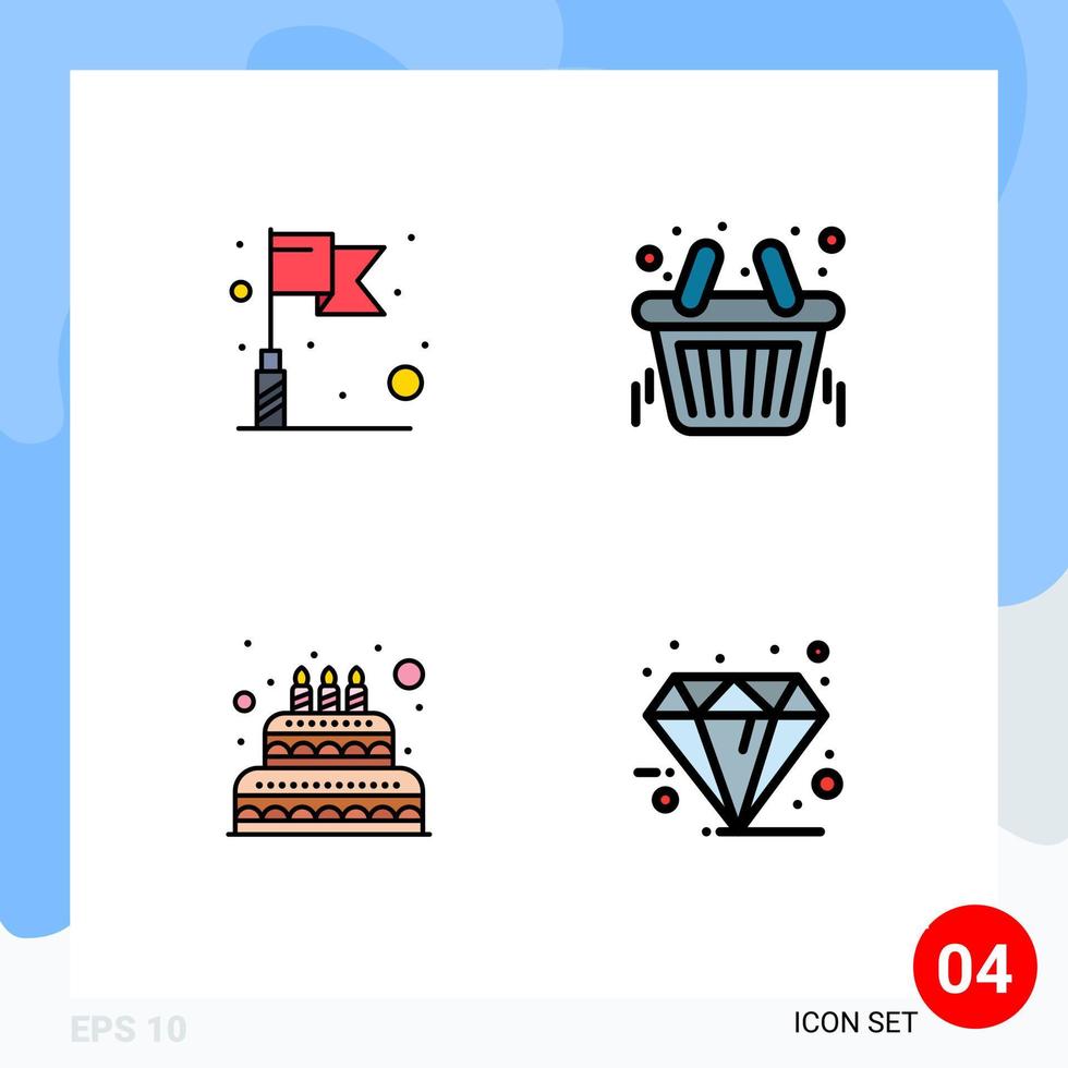 paquete de iconos vectoriales de stock de 4 signos y símbolos de línea para elementos de diseño vectorial editables negros de la tienda de la cesta de la boda de la bandera vector