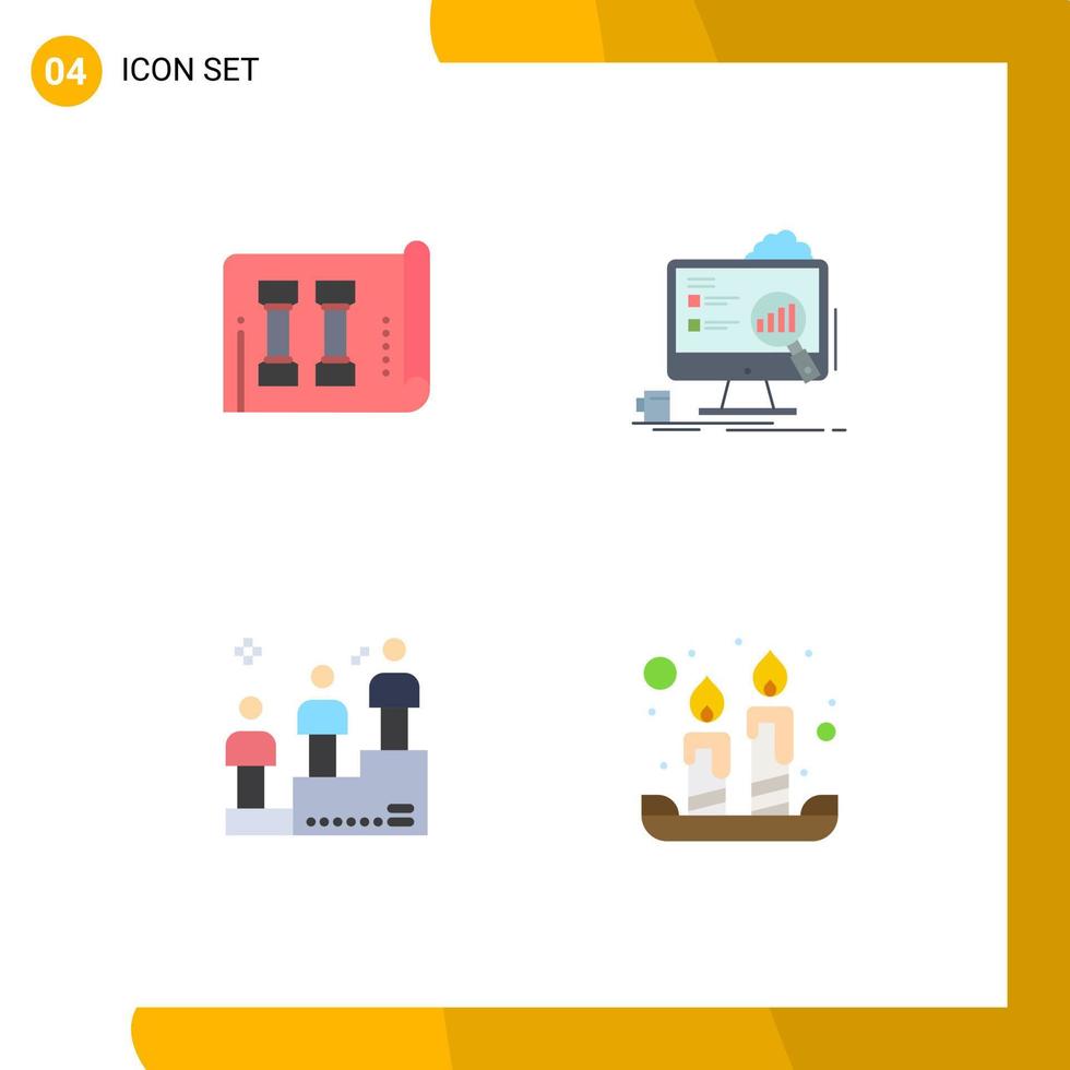 4 User Interface Flat Icon Pack of modern Signs and Symbols of equipment leaderboard sports presentation win Editable Vector Design Elements