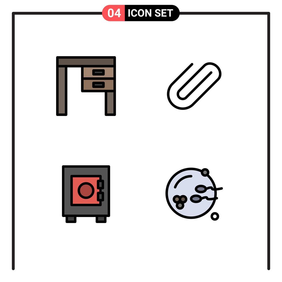 4 User Interface Filledline Flat Color Pack of modern Signs and Symbols of decor locker interior binder user Editable Vector Design Elements