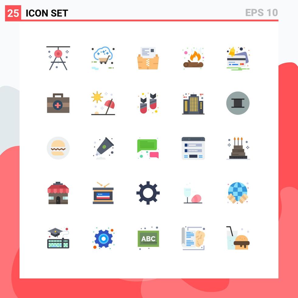 25 Creative Icons Modern Signs and Symbols of flame bonfire shop folder document Editable Vector Design Elements