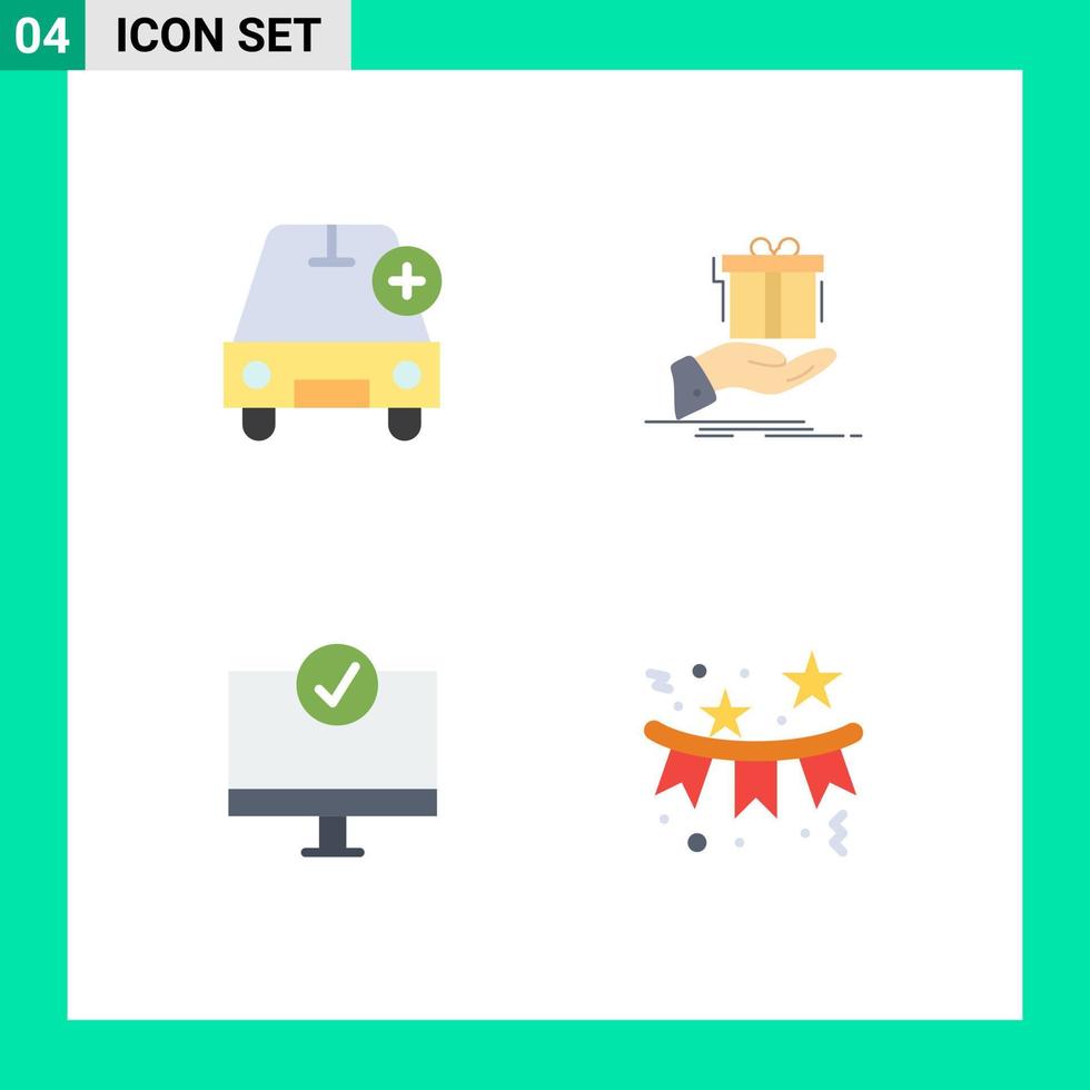 Pictogram Set of 4 Simple Flat Icons of add birthday plus surprise connected Editable Vector Design Elements