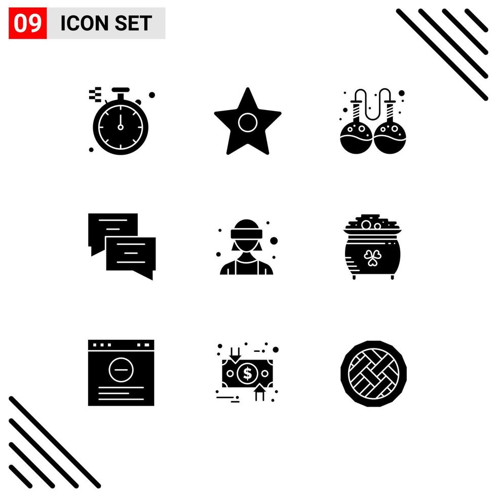 9 Thematic Vector Solid Glyphs and Editable Symbols of coin vr glasses research virtual reality avatar Editable Vector Design Elements