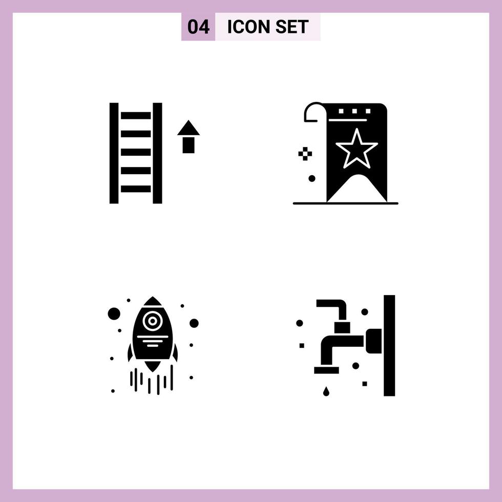 4 iconos creativos signos y símbolos modernos de escalera lanzamiento flecha calidad nave espacial elementos de diseño vectorial editables vector