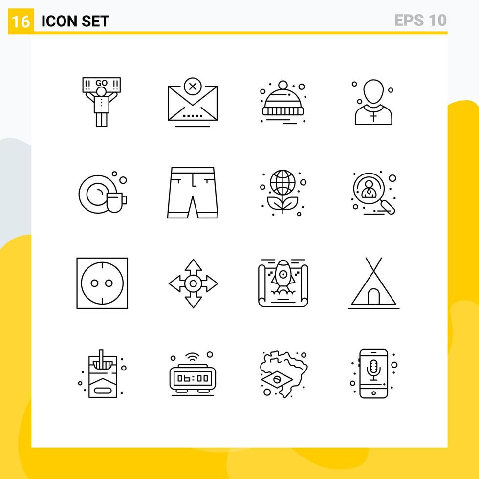 Stock Vector Icon Pack of 16 Line Signs and Symbols for dish man cold male christian Editable Vector Design Elements